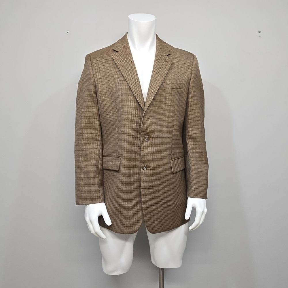 Lauren Ralph Lauren Sport Coat Mens‎ 42L Brown Houndstooth Wool Blazer Tweed
